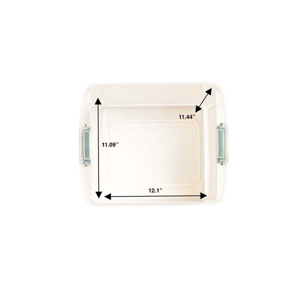 Homz 31 Quart Clear Latching Container With Dividers, Red Lid And Green Latches, Set Of 4 in